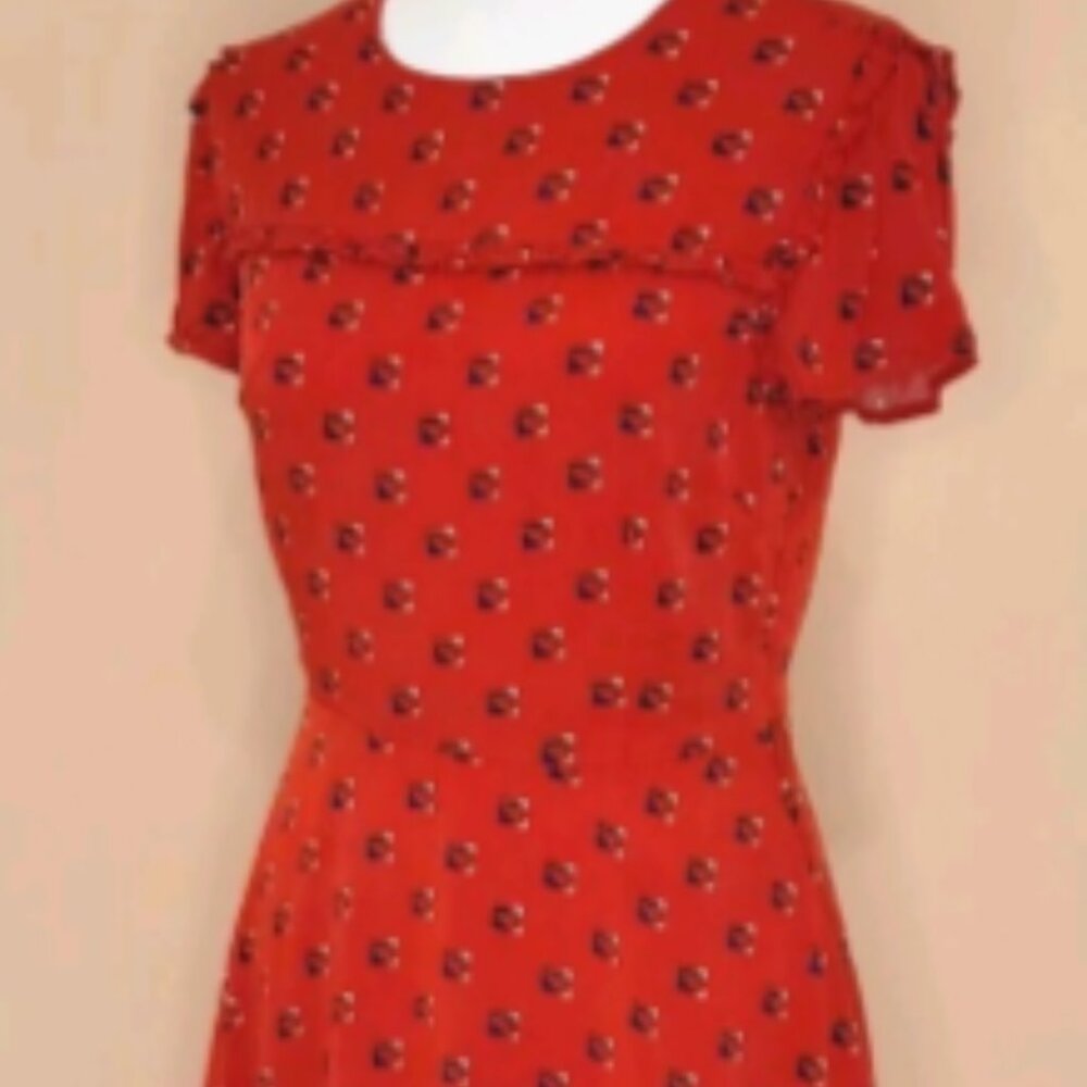 Forever 21 Women's Red Print Lined Fit & Flare Mini Dress Size S Small